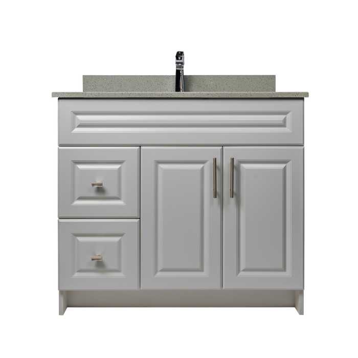 36" MDF - Left Side Draw - Light Grey - Raised Panel Doors