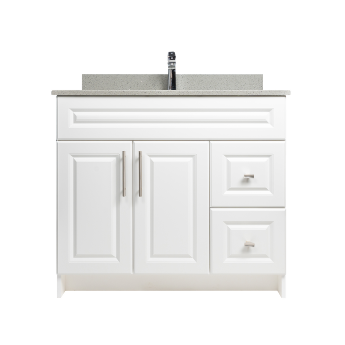 36" MDF - Right Side Draw - White - Raised Panel Doors