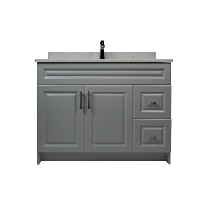 42" MDF - Right Side Draw - Light Grey - Raised Panel Doors