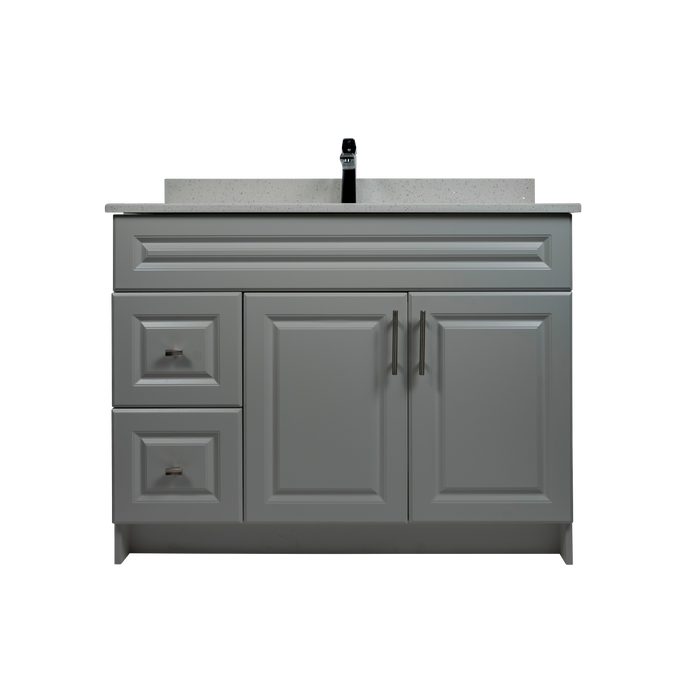 42" MDF - Left Side Draw - Light Grey - Raised Panel Doors