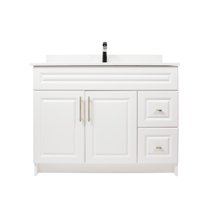 42" MDF - Right Side Draw - White - Raised Panel Doors