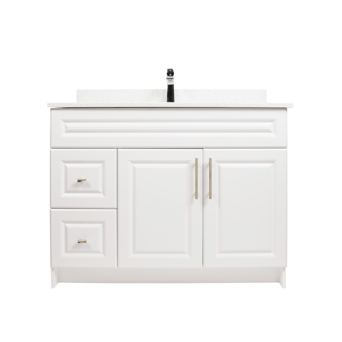 42" MDF - Left Side Draw - White - Raised Panel Doors