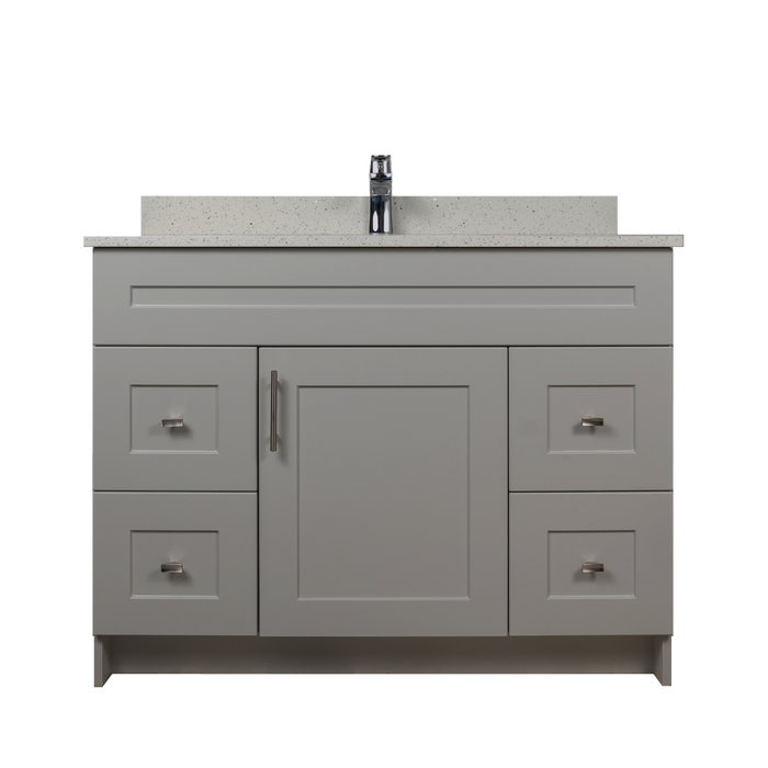 42" MDF - Both Side Draw - Light Grey - Shaker Doors - Softclose Hardware