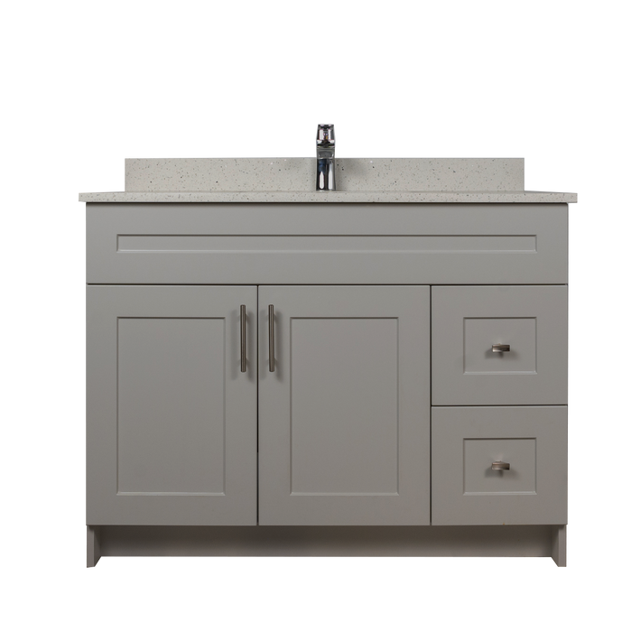 42" MDF - Right Side Draw - Light Grey - Shaker Doors - Softclose Hardware
