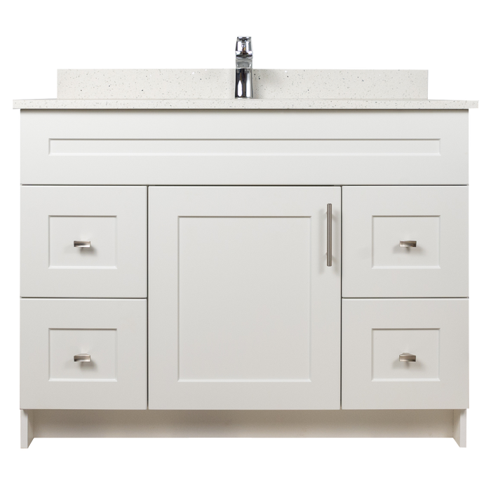 42" MDF - Both Side Draw - White - Shaker Doors - Softclose Hardware