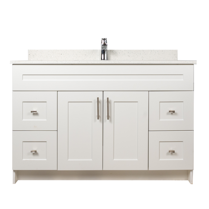 48" MDF - Both Side Draw - White - Shaker Doors - Softclose Hardware