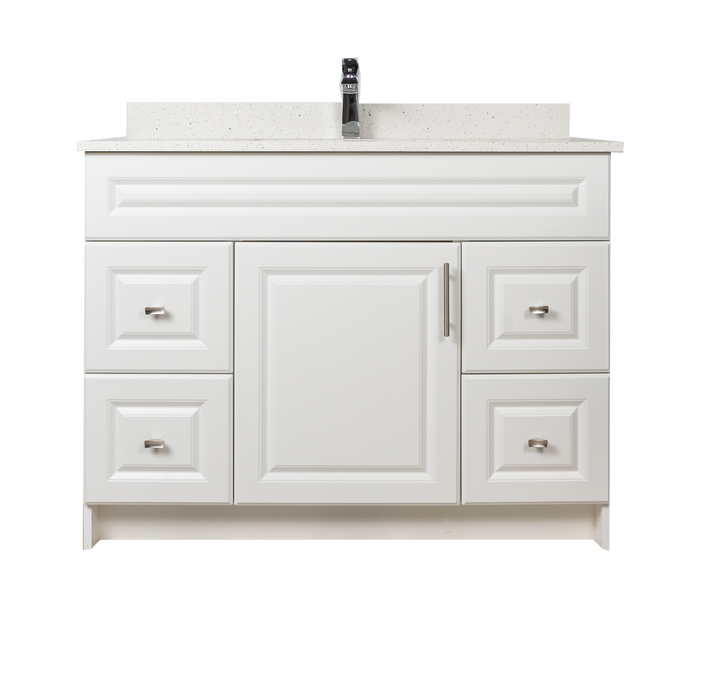 42" MDF - Both Side Draw - White - Raised Panel Doors