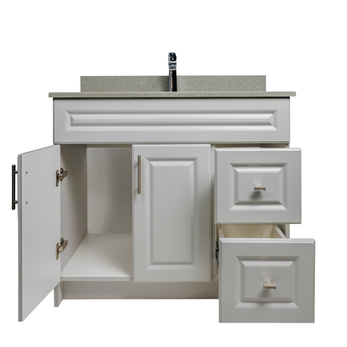 36" MDF - Right Side Draw - Light Grey - Raised Panel Doors