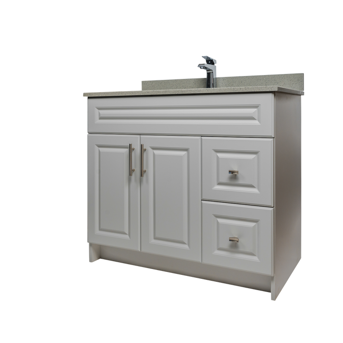 36" MDF - Right Side Draw - Light Grey - Raised Panel Doors