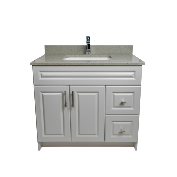 36" MDF - Right Side Draw - Light Grey - Raised Panel Doors