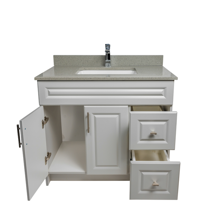 36" MDF - Right Side Draw - Light Grey - Raised Panel Doors