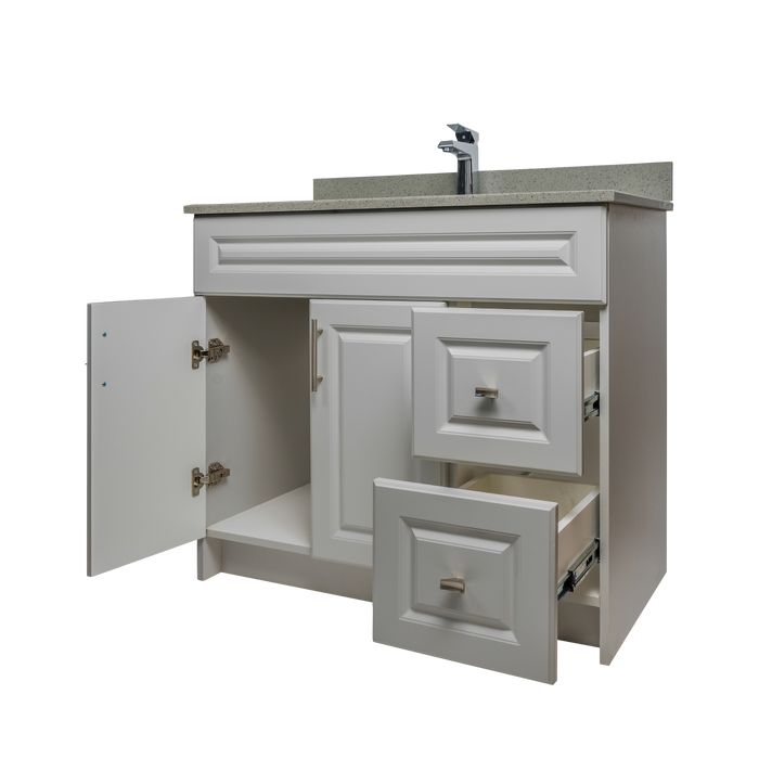 36" MDF - Right Side Draw - Light Grey - Raised Panel Doors