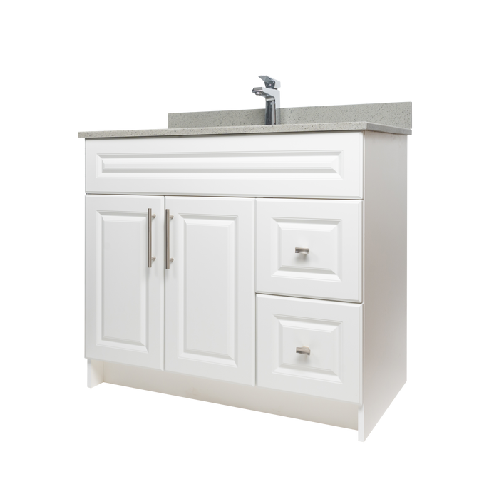 36" MDF - Right Side Draw - White - Raised Panel Doors