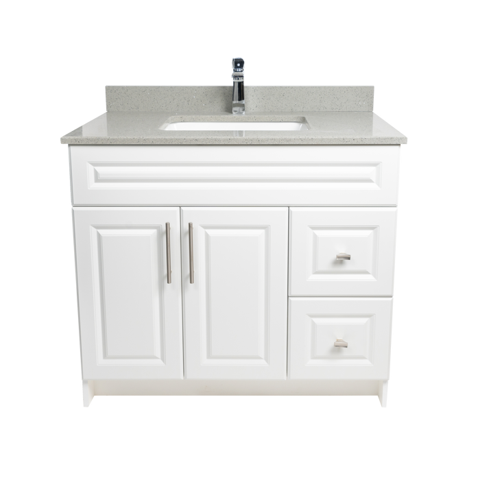 36" MDF - Right Side Draw - White - Raised Panel Doors