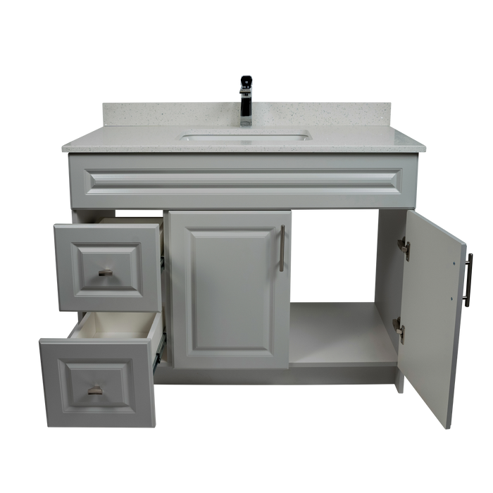 42" MDF - Left Side Draw - Light Grey - Raised Panel Doors