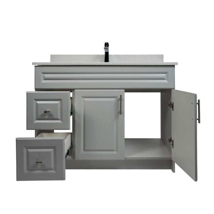 42" MDF - Left Side Draw - Light Grey - Raised Panel Doors