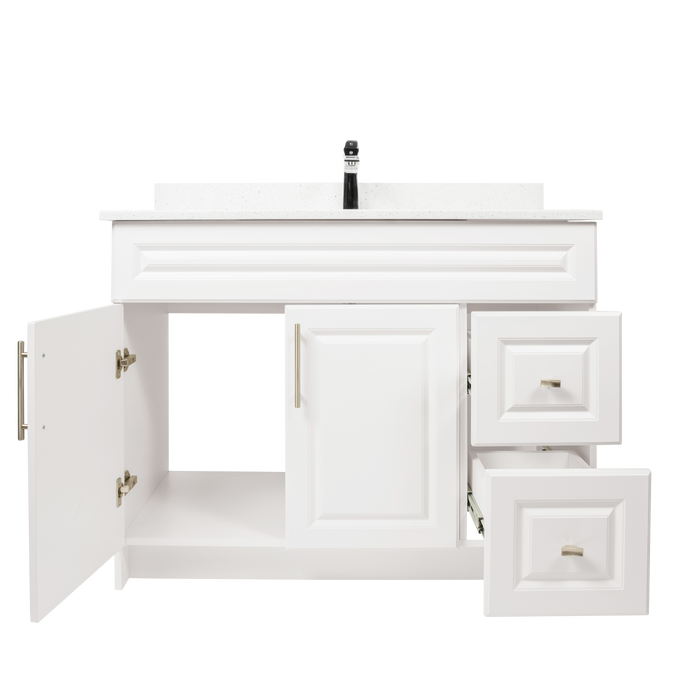 42" MDF - Right Side Draw - White - Raised Panel Doors