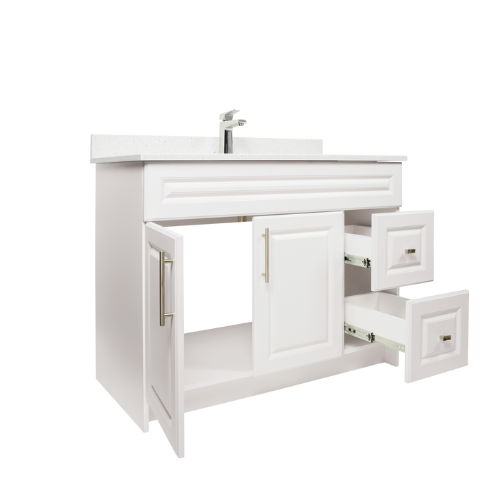 42" MDF - Right Side Draw - White - Raised Panel Doors