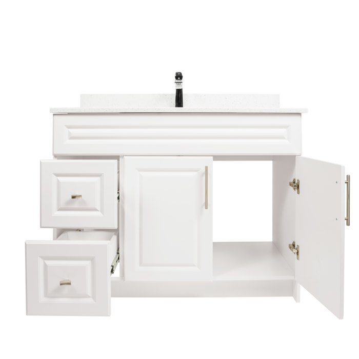 42" MDF - Left Side Draw - White - Raised Panel Doors