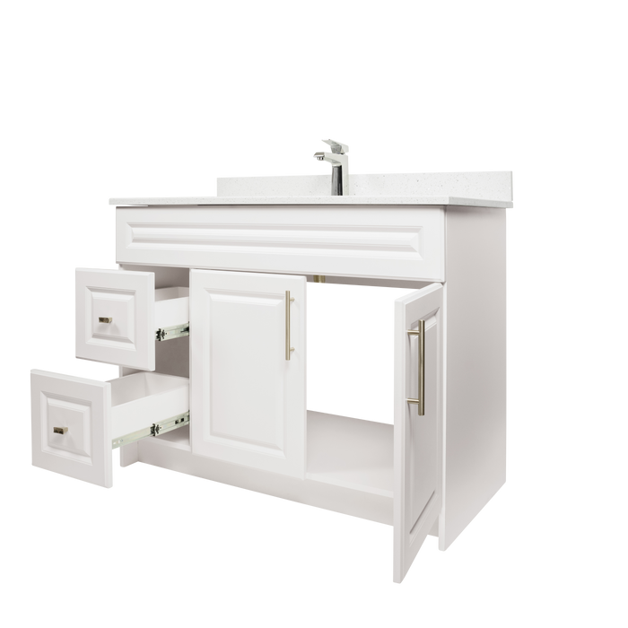 42" MDF - Left Side Draw - White - Raised Panel Doors