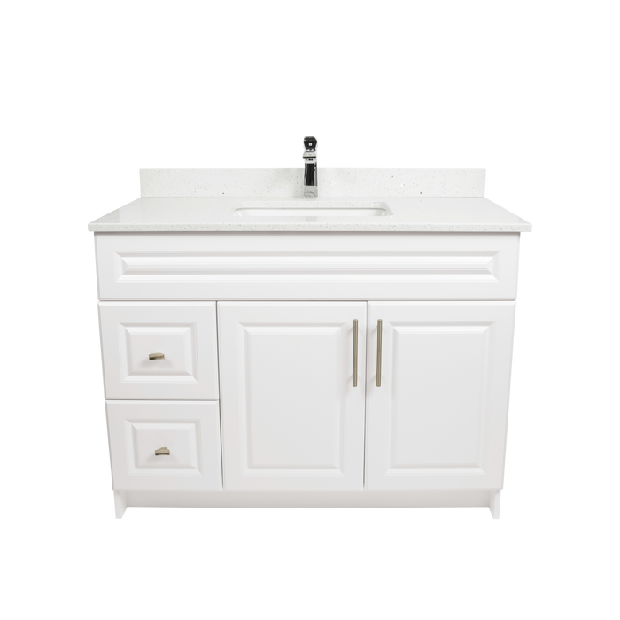 42" MDF - Left Side Draw - White - Raised Panel Doors