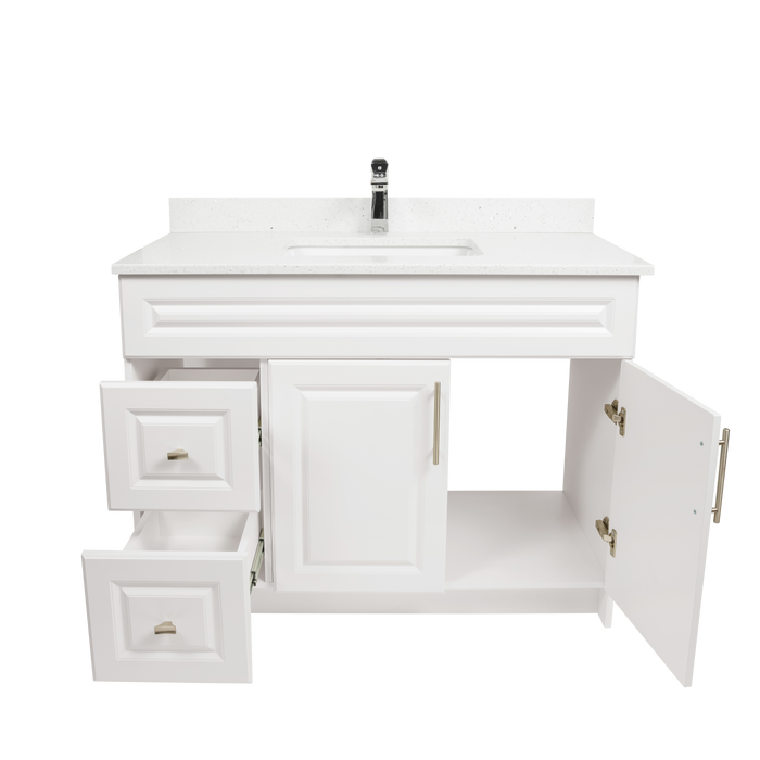 42" MDF - Left Side Draw - White - Raised Panel Doors