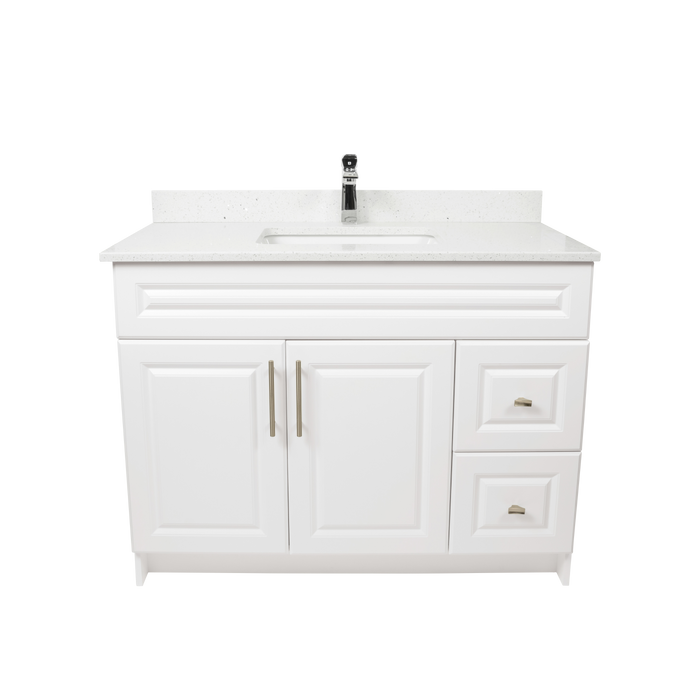 42" MDF - Right Side Draw - White - Raised Panel Doors
