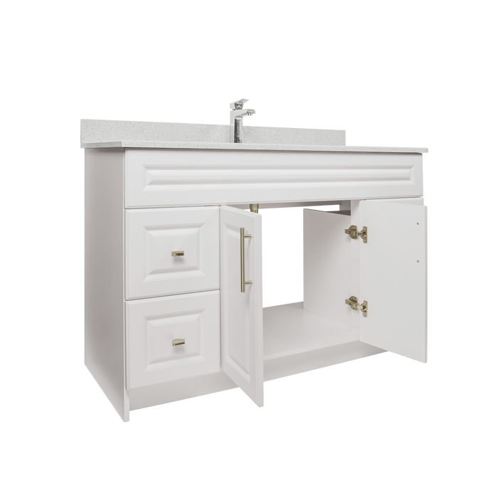 48" MDF - Both Side Draw - White - Raised Panel Doors