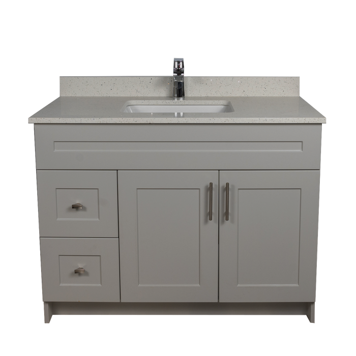 42" MDF - Left Side Draw - Light Grey - Shaker Doors - Softclose Hardware