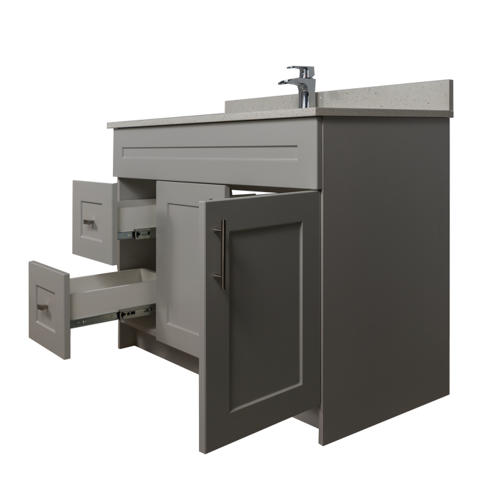42" MDF - Left Side Draw - Light Grey - Shaker Doors - Softclose Hardware