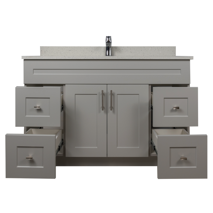 48" MDF - Both Side Draw - Light Grey - Shaker Doors - Softclose Hardware