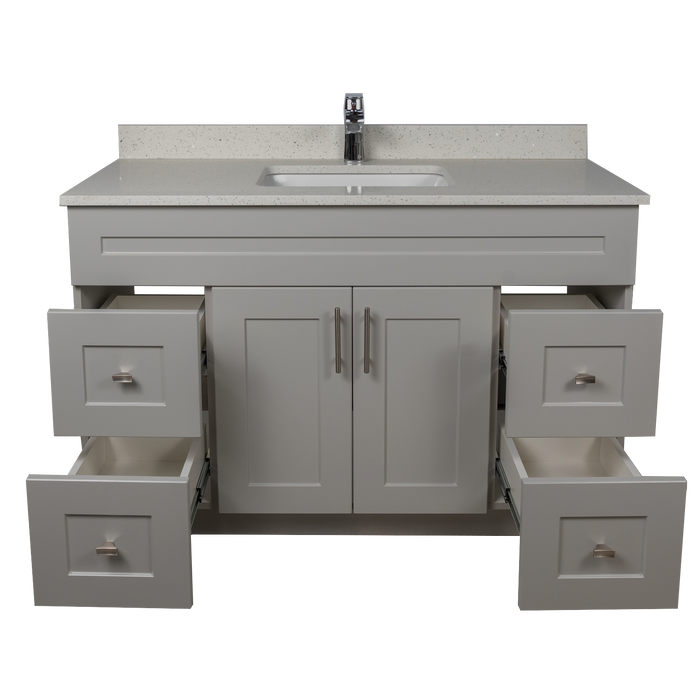 48" MDF - Both Side Draw - Light Grey - Shaker Doors - Softclose Hardware