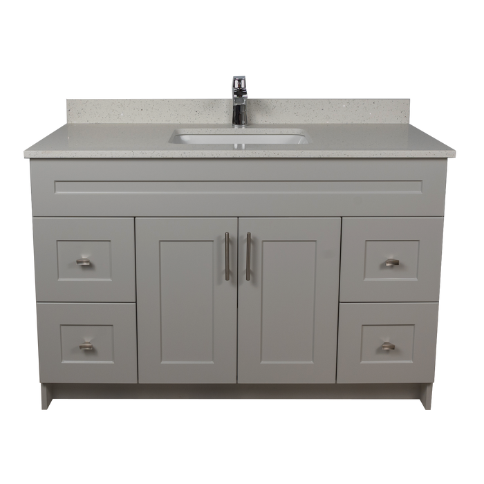48" MDF - Both Side Draw - Light Grey - Shaker Doors - Softclose Hardware