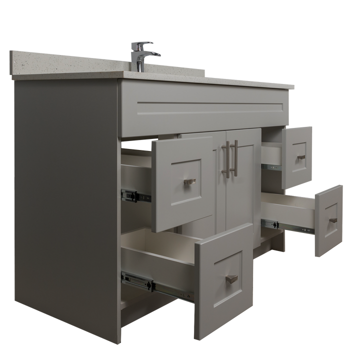 48" MDF - Both Side Draw - Light Grey - Shaker Doors - Softclose Hardware