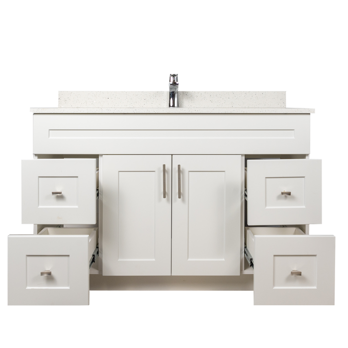 48" MDF - Both Side Draw - White - Shaker Doors - Softclose Hardware