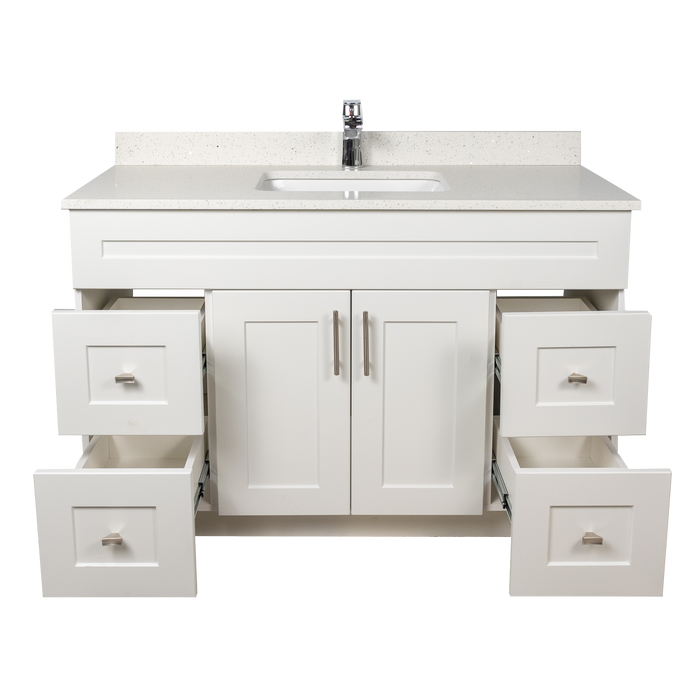 48" MDF - Both Side Draw - White - Shaker Doors - Softclose Hardware