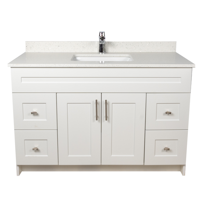 48" MDF - Both Side Draw - White - Shaker Doors - Softclose Hardware