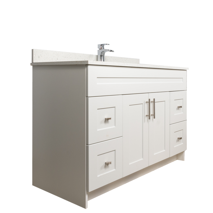 48" MDF - Both Side Draw - White - Shaker Doors - Softclose Hardware