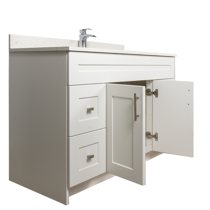 48" MDF - Both Side Draw - White - Shaker Doors - Softclose Hardware