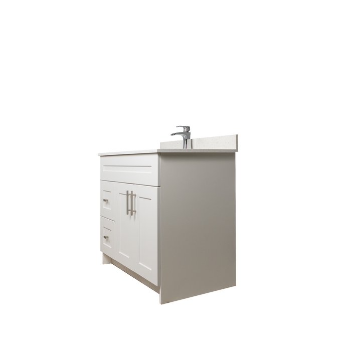36" MDF - Left Side Draw - White - Shaker Doors - Softclose Hardware